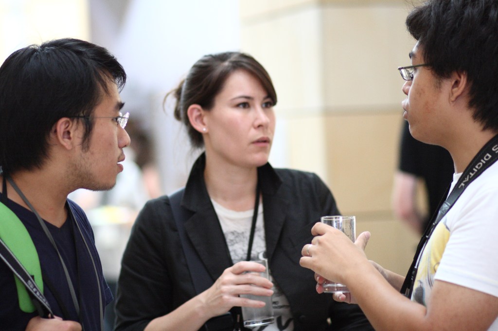 Three People Interacting